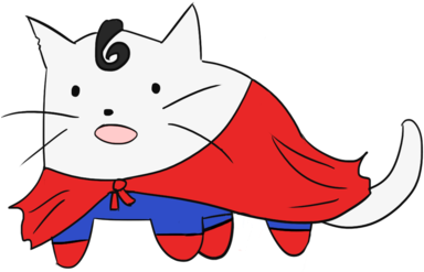 Super Cat Weather Proof Glossy Sticker - Cartoon (400x400)