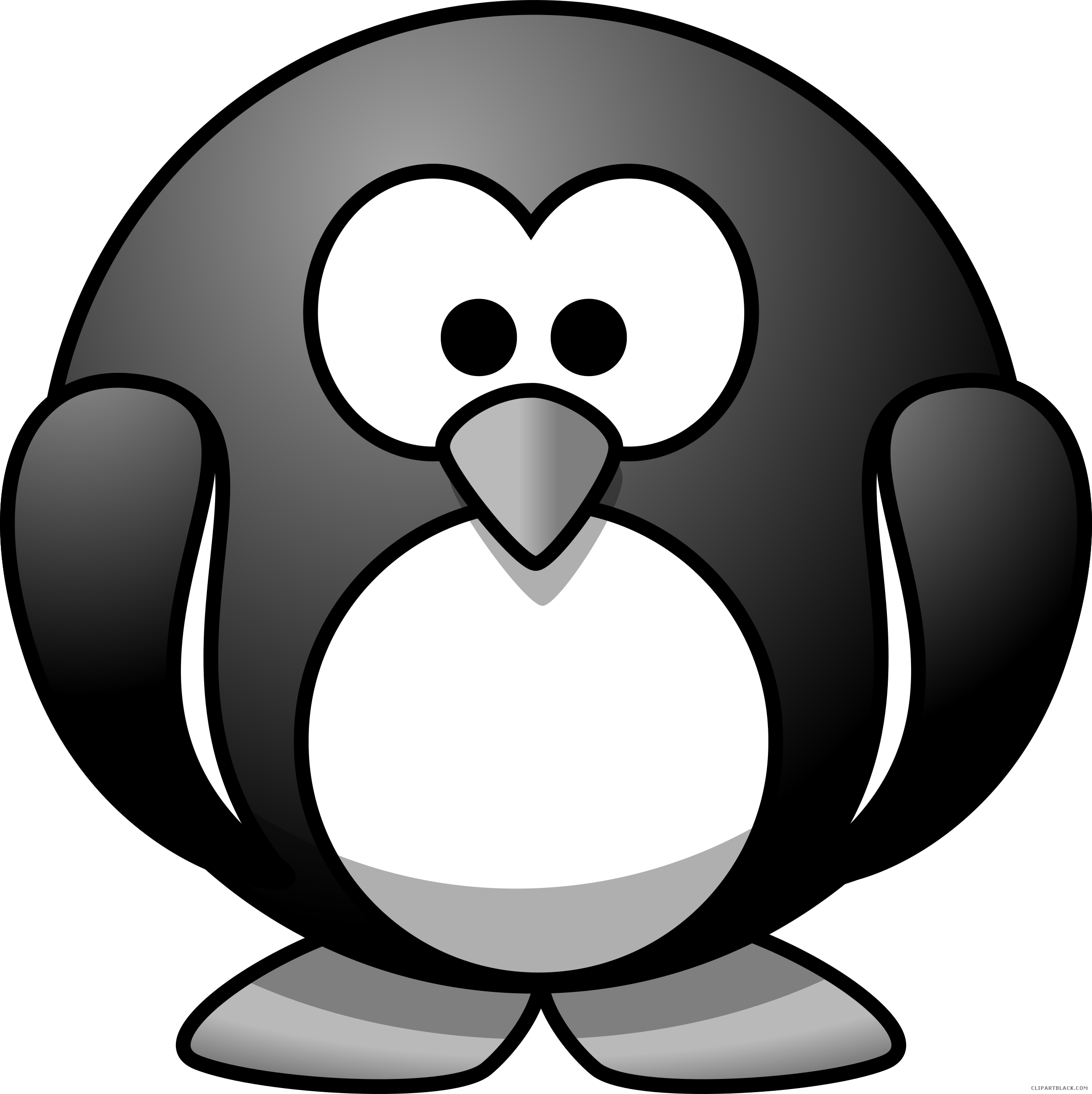Cartoon Penguin Animal Free Black White Clipart Images - Cartoon Penguin (2396x2400)