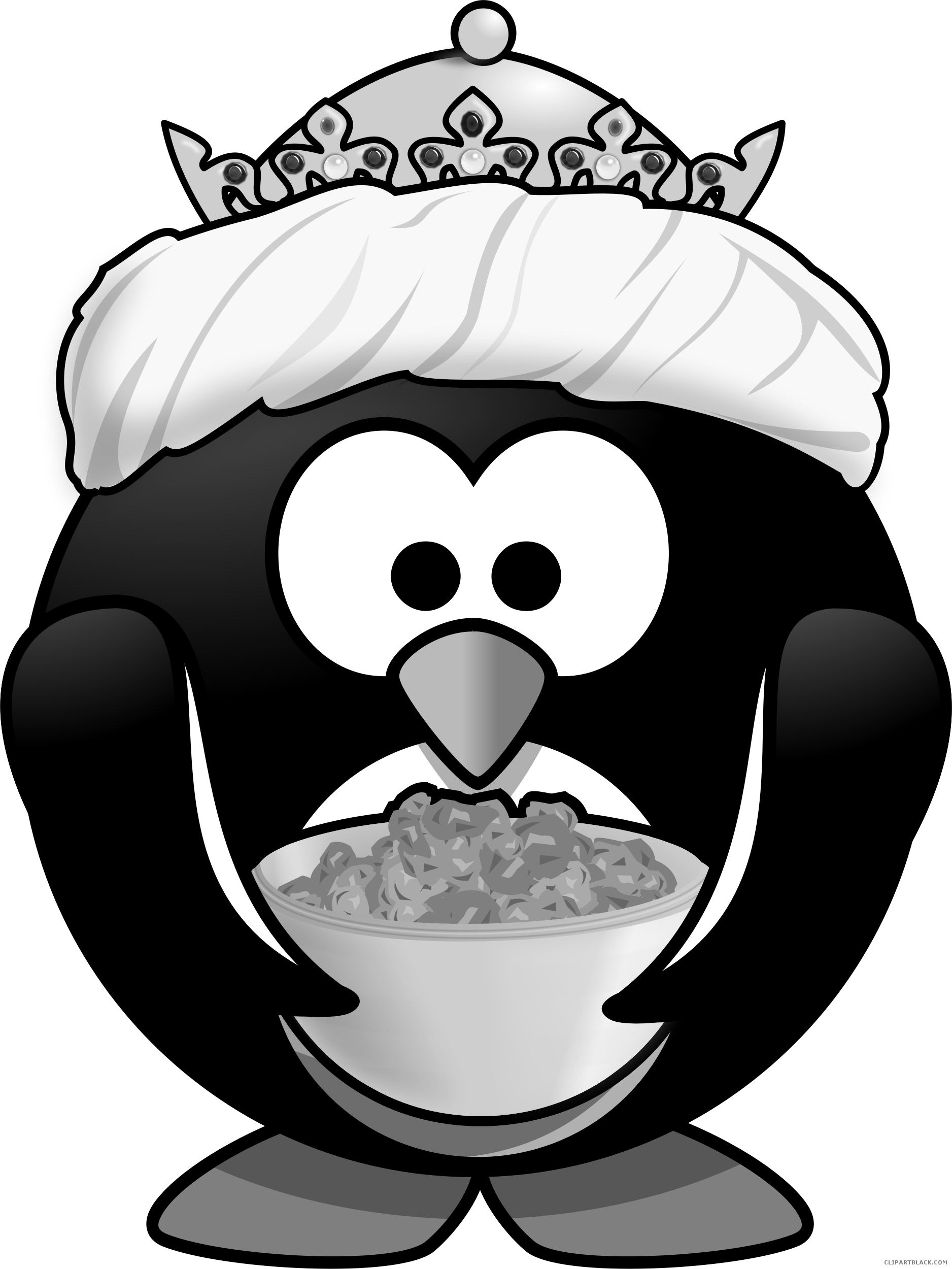Oriental Penguin Animal Free Black White Clipart Images - Cartoon Penguin (1876x2500)