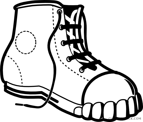 Black And White Shoe Tools Free Black White Clipart - Shoe In Black And White (600x511)
