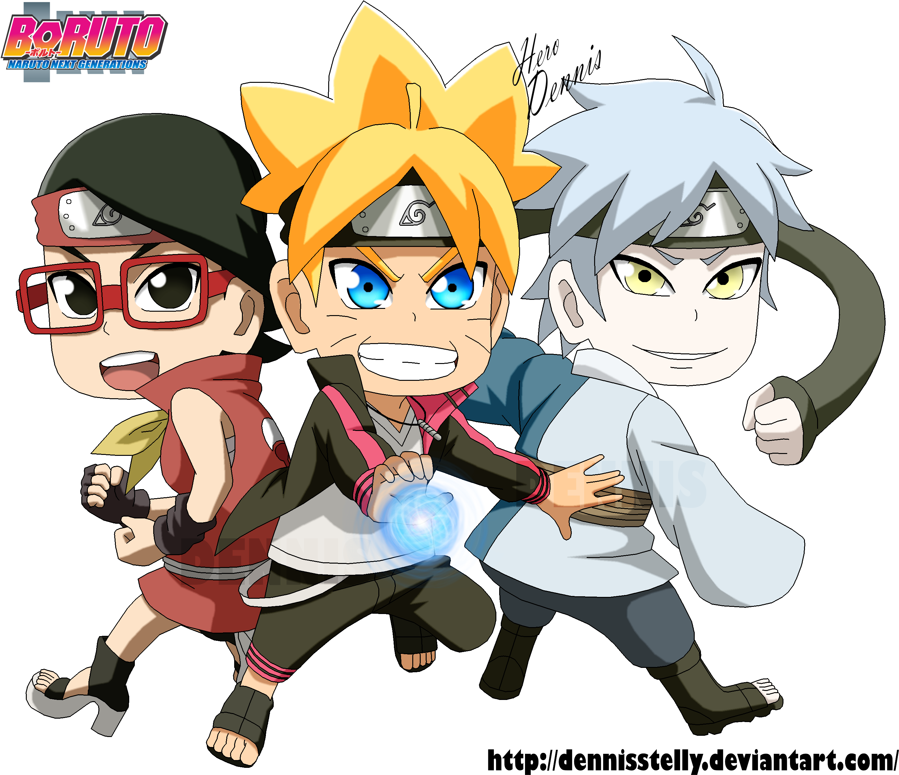 Chibi Boruto Sarada And Mitsuki By Dennisstelly On - Boruto Sarada Mitsuki Png (2900x2500)