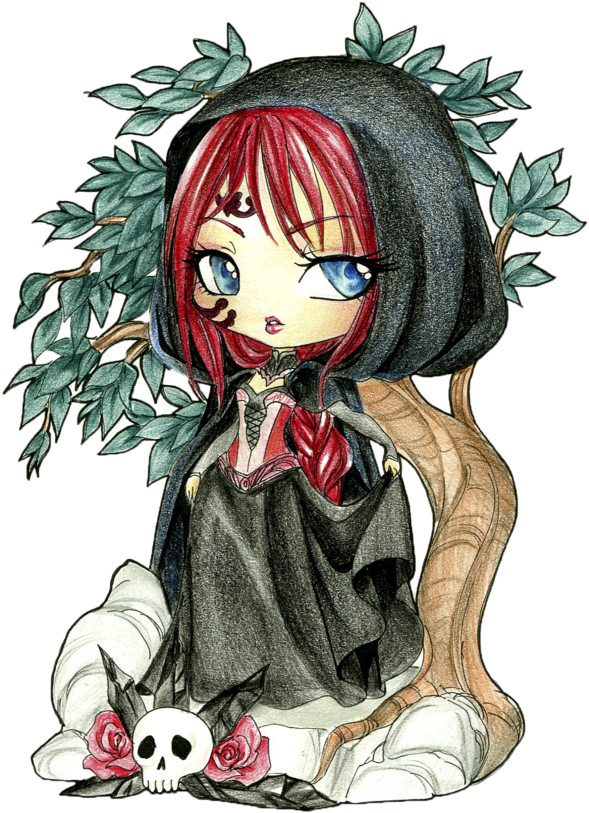 Kawaii Goth Anime - Drawing (600x828)