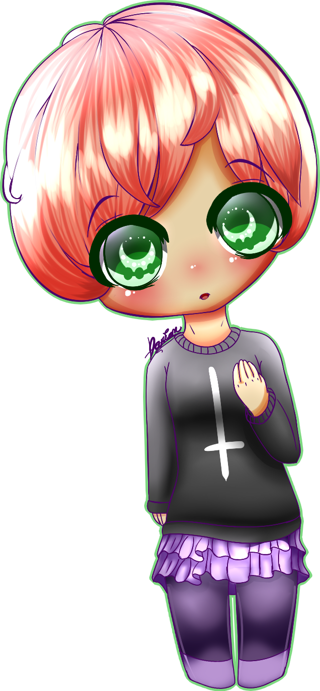 Pastel Goth Chibi By Splatter-pop - Cartoon (633x1364)