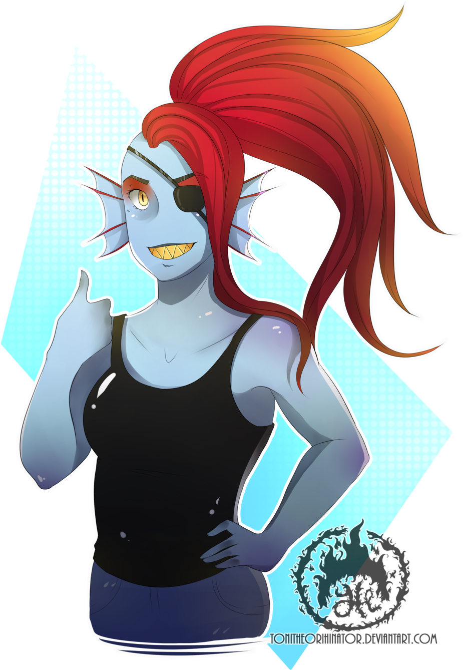 Undyne The Fish Warrior By Tonitheoriginator Undyne - Cartoon (1024x1357)