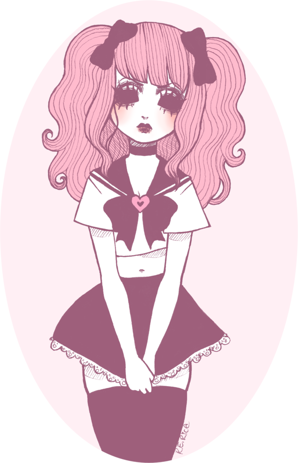 - Commission - Dj Bridget - By Gh0st-bunny - Deviantart - Pastel Goth Girl Drawing (600x932)