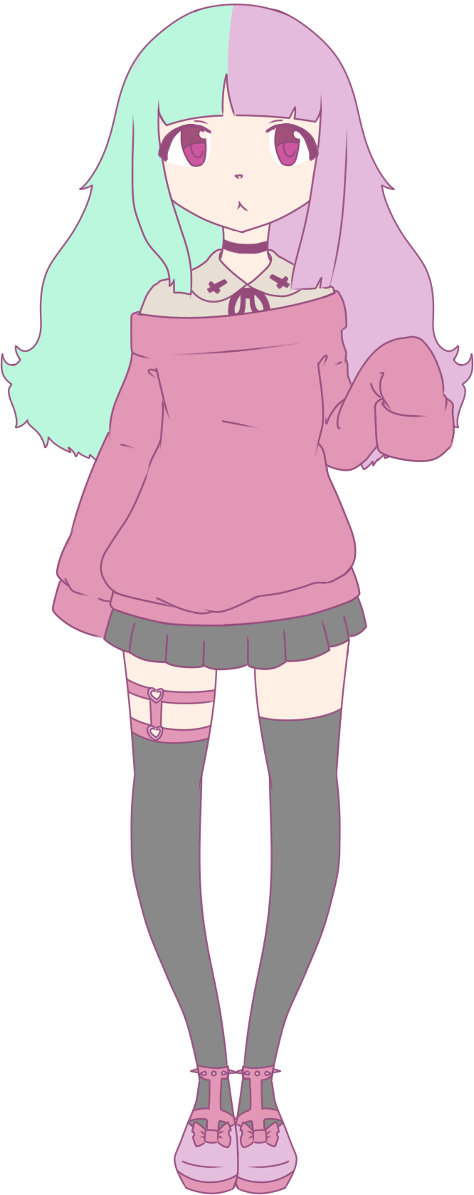 Koneko-chan [pastel Goth Oc] Speedpaint By Konekodraws - Cartoon (666x1678)