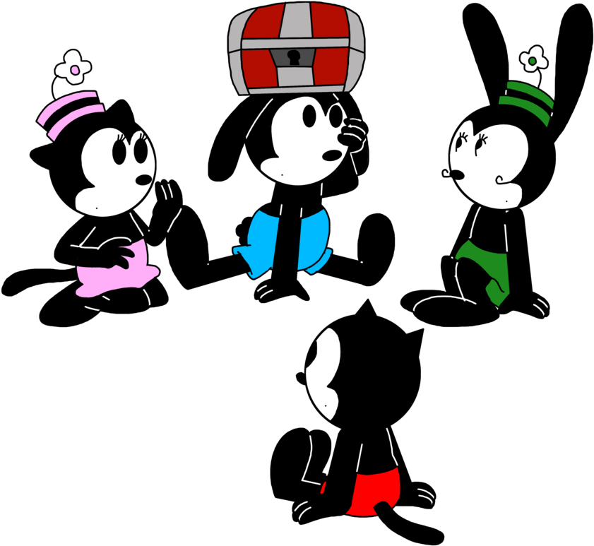 Oswald And Co With A Treasure By Marcospower1996 - Oswald The Lucky Rabbit (894x894)