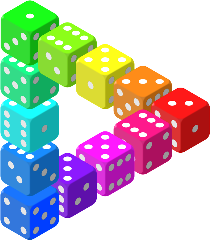 Pin Colored Dice Clip Art - Impossible Clipart (704x800)