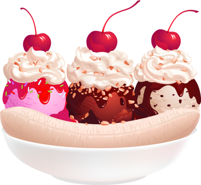 Ice Cream Banana Split Sundae Clip Art - Banana Split Ice Cream (658x604)