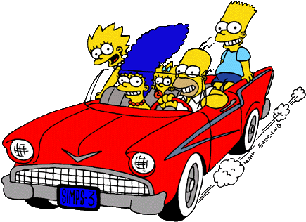 Cartoon - The Simpsons - Bart Lisa Maggie Car (441x320)