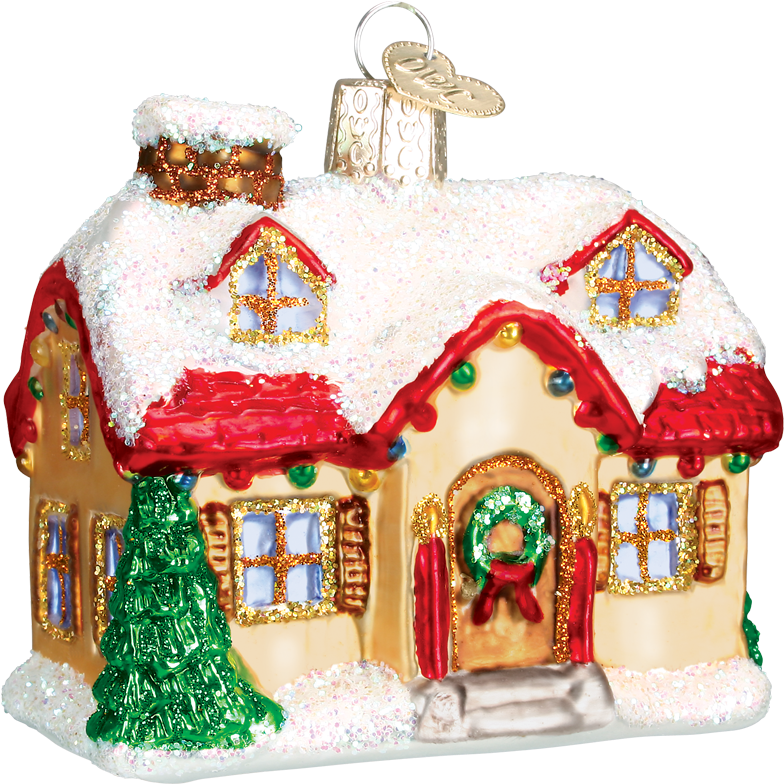 They Often Created Images That Reflected Their Day - 3.25" Old World Christmas Glittered Holiday Home Glass (1200x1200)