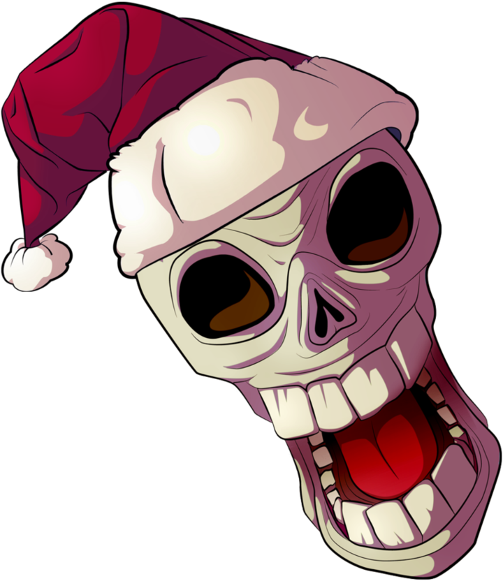 Cartoon Skull In A Santa Hat By Eballen - Skull With Santa Hat (851x938)