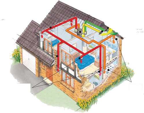 Home Heat Recovery Ventilation Diagram - Бассейн В Частном Доме Вентиляция (500x426)