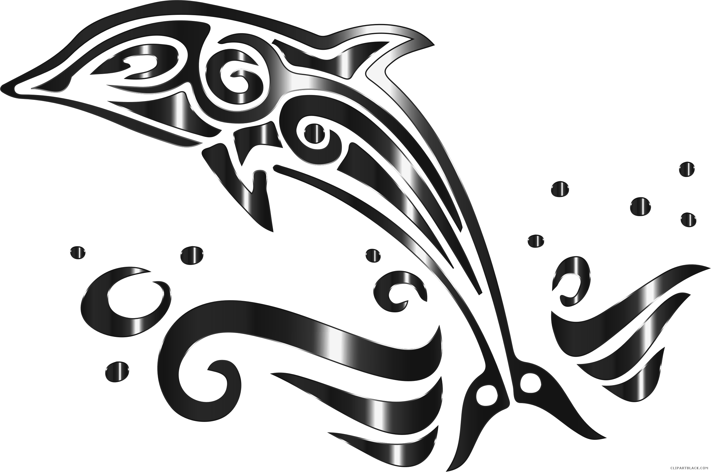 Chromatic Dolphin Animal Free Black White Clipart Images - Dolphin Wall Decals Stickers (2344x1555)
