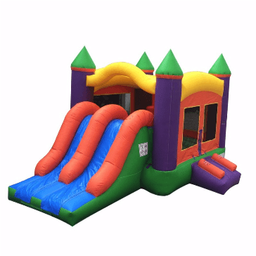 19' X 12' Dual Slide Rainbow Kids Combo Bounce House - Inflatable Castle (400x400)