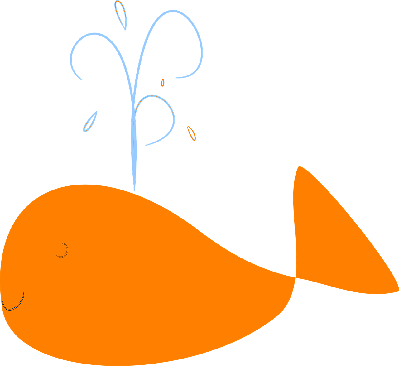 Whale Happy Splash Orange Water Png Image - Clip Art (1280x1174)