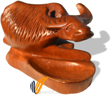 Carabao Water Buffalo Wood Carving Figurine Ashtray - Wood Carving (500x331)