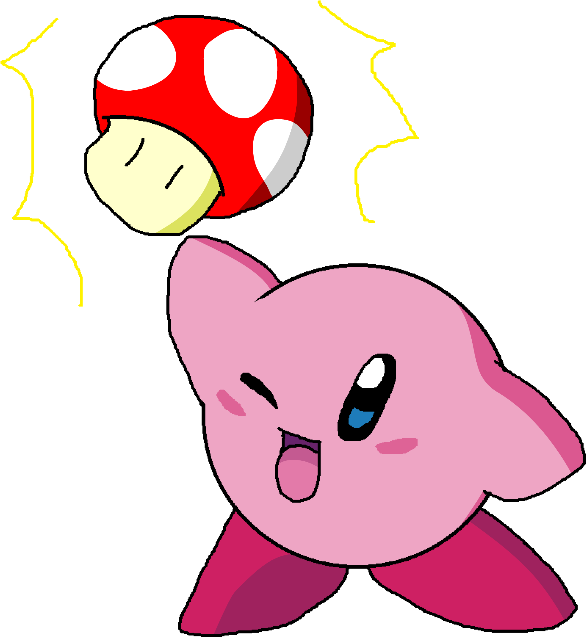 Kirby Get The Super Mushroom - Mushroom Kirby (2400x2178)