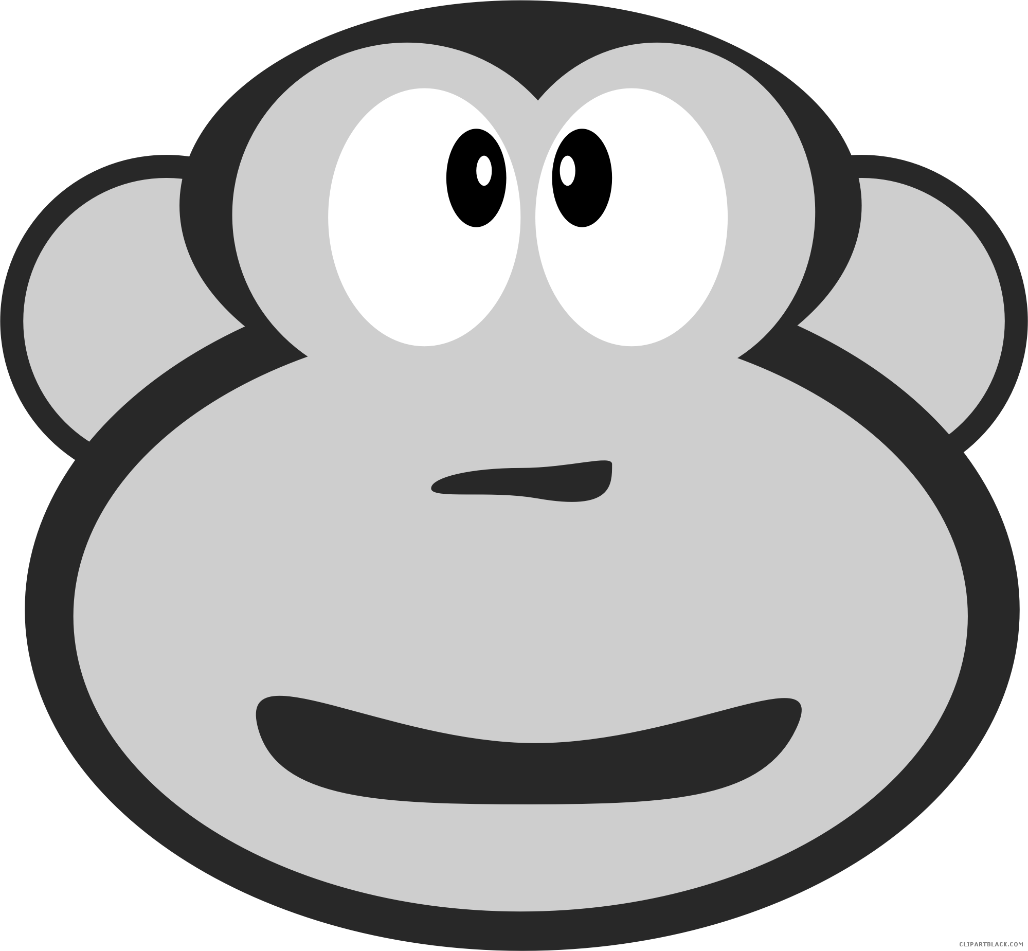 Monkey Head Animal Free Black White Clipart Images - Clip Art (1999x1849)