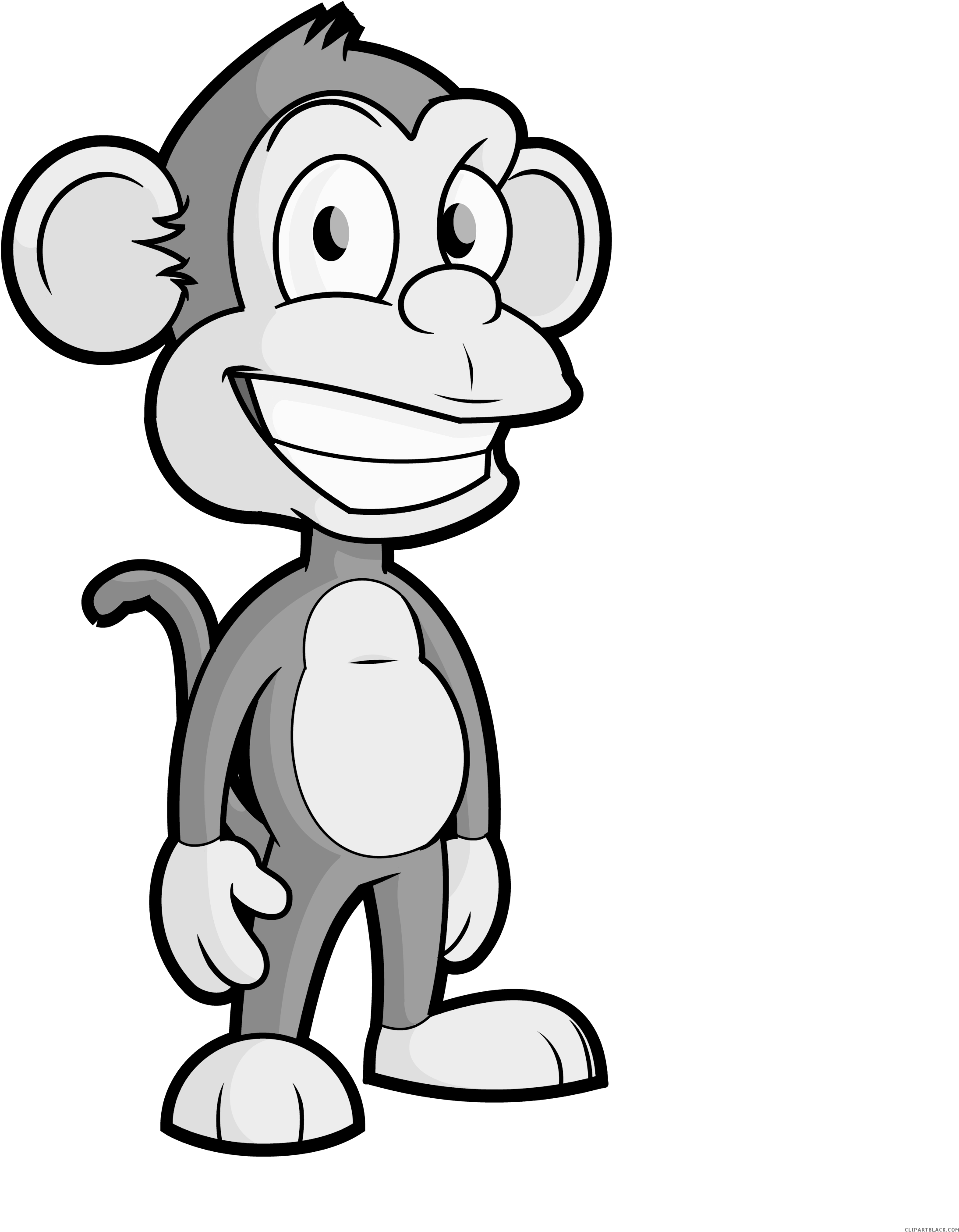 Cartoon Monkey Animal Free Black White Clipart Images - Clip Art (3000x3000)
