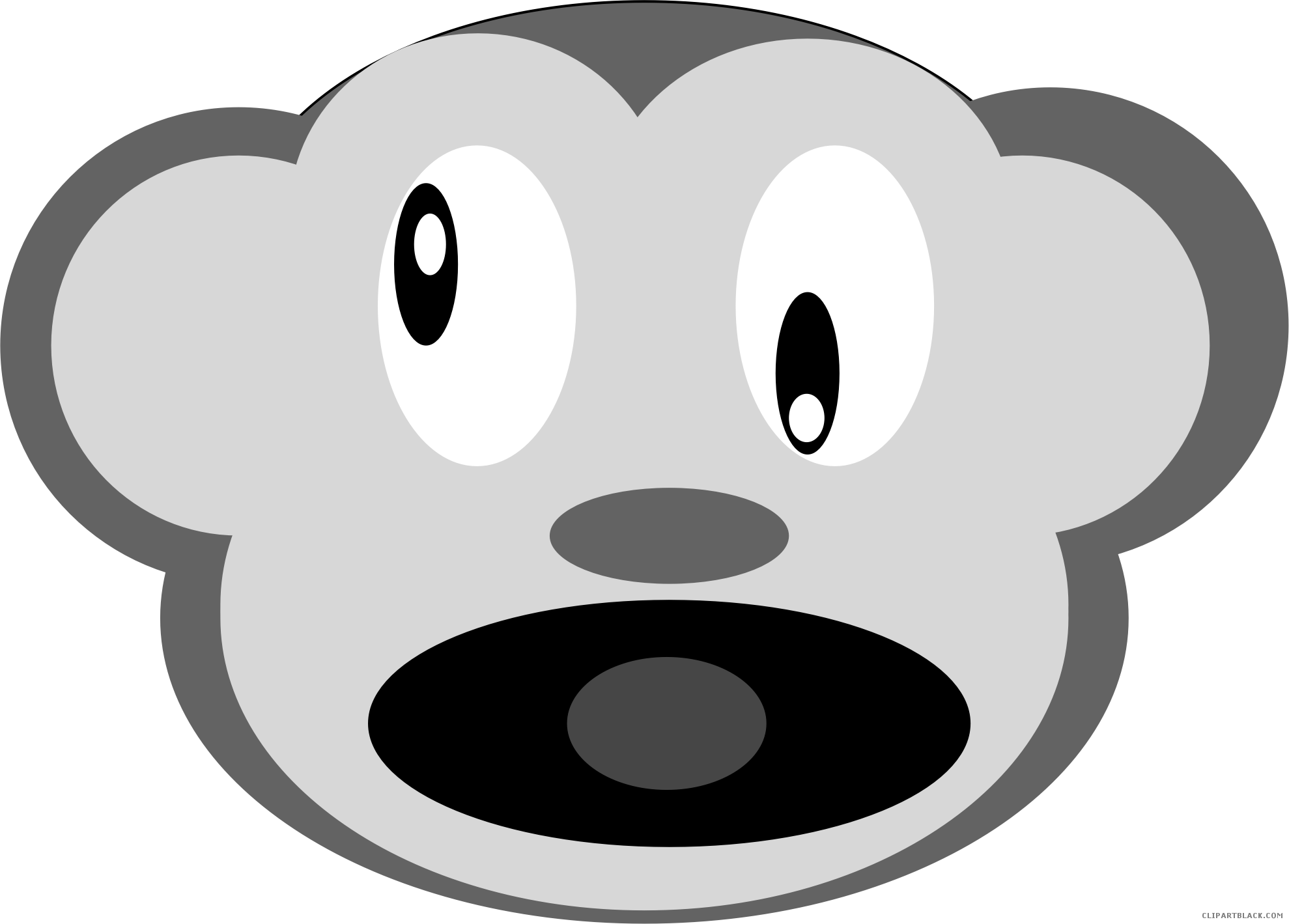 Monkey Head Animal Free Black White Clipart Images - Cartoon (1979x1419)