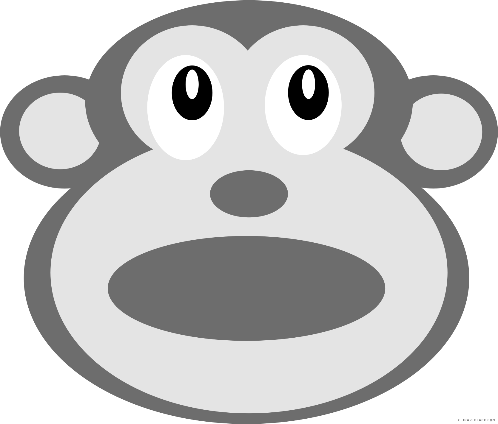 Monkey Head Animal Free Black White Clipart Images - Cartoon (1669x1424)