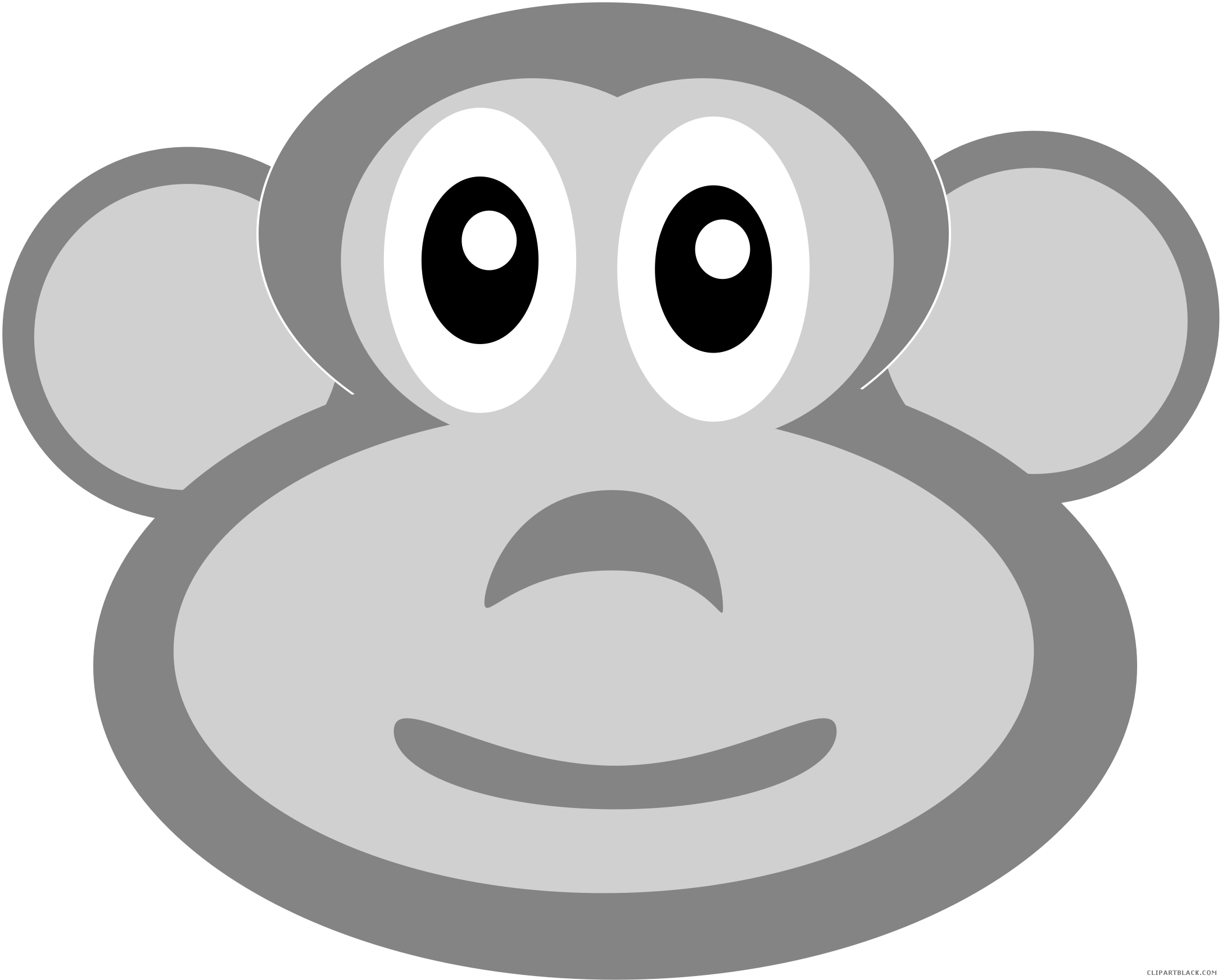 Monkey Head Animal Free Black White Clipart Images - Monkey (2174x1743)
