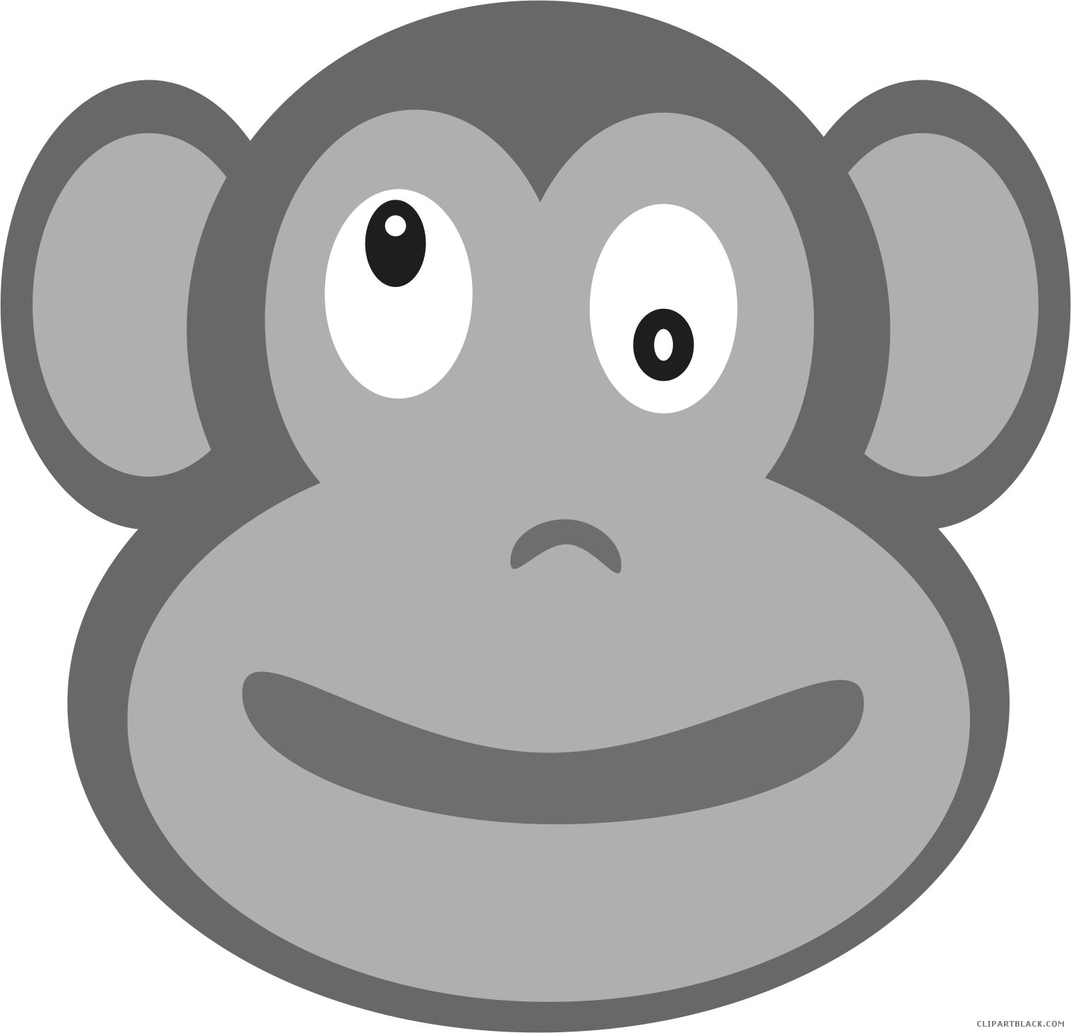 Monkey Head Animal Free Black White Clipart Images - Cartoon (1518x1465)