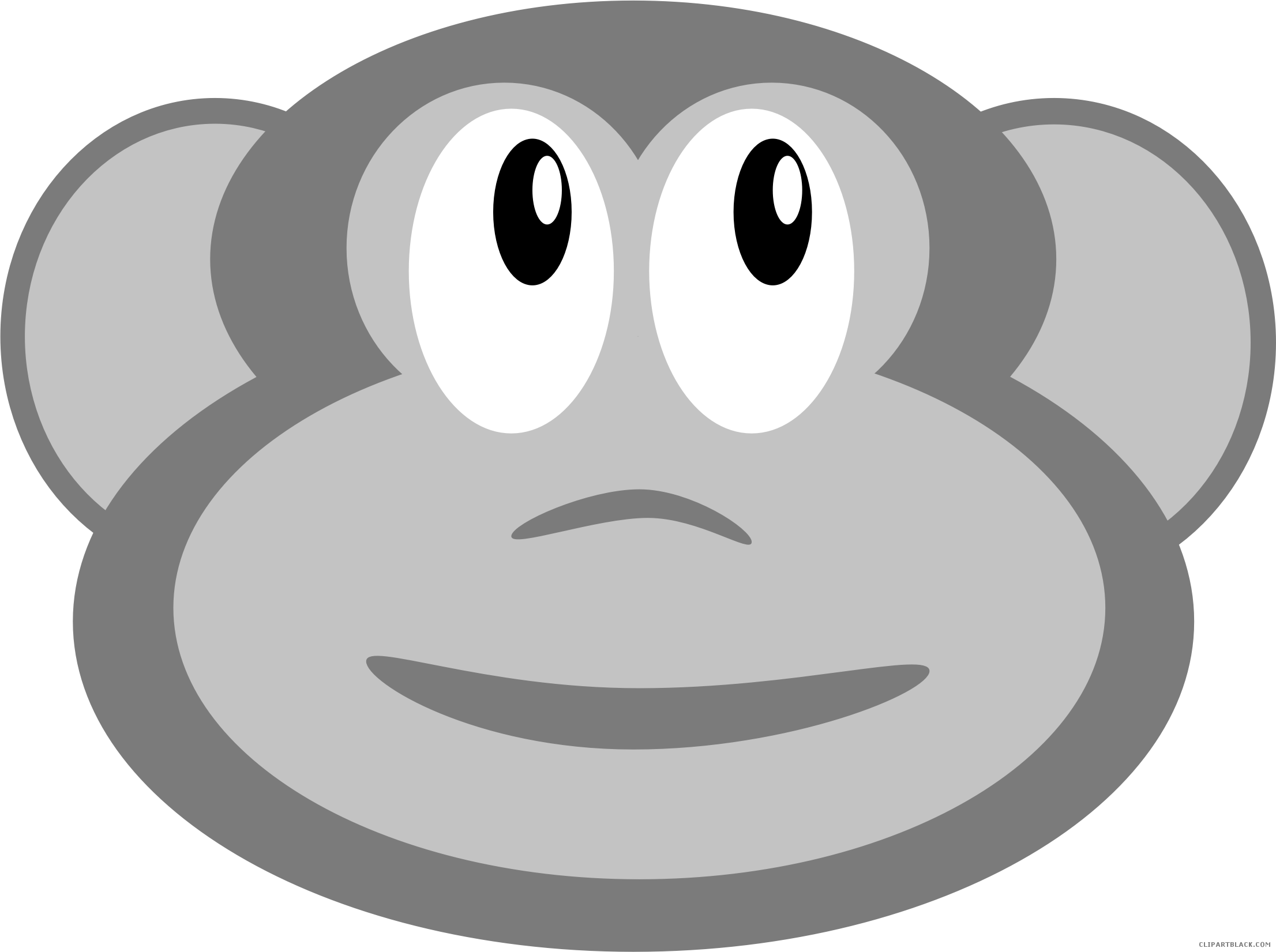 Monkey Head Animal Free Black White Clipart Images - Smiley (2212x1651)