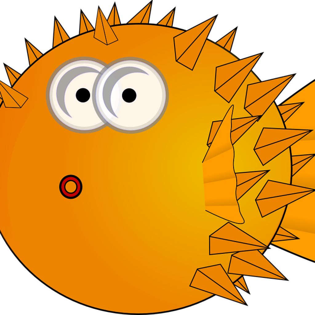 Brain Clipart Fish - Cartoon Puffer Fish Transparent Background (1024x1024)