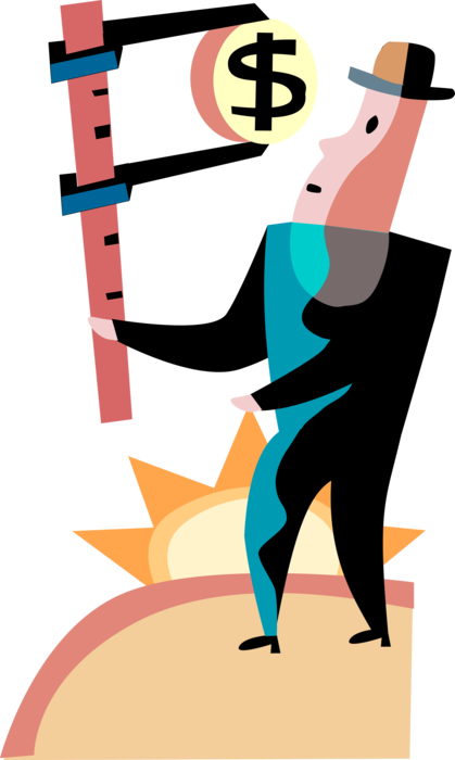 Vector Illustration Of Businessman Measures Current - Illustration (419x700)