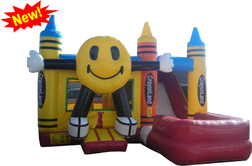 Happy Face Space Saving Combo - Jumpers With Water Slides (1000x733)