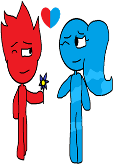 Fire Boy And Water Girl <3 - Cartoon (420x420)