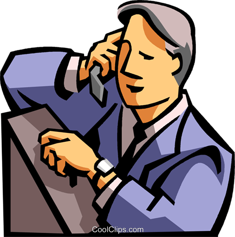 Man Talking On A Cell Phone Royalty Free Vector Clip - Man Talking On The Phone Clipart (475x480)