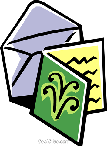 Christmas Card With Envelope Royalty Free Vector Clip - Clip Art Greeting Cards (353x480)