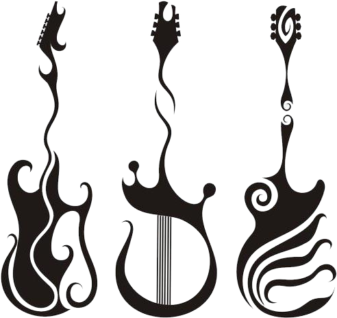 Tattoo Electric Guitar Design Sketch - Guitar Stickers Black And White (580x557)