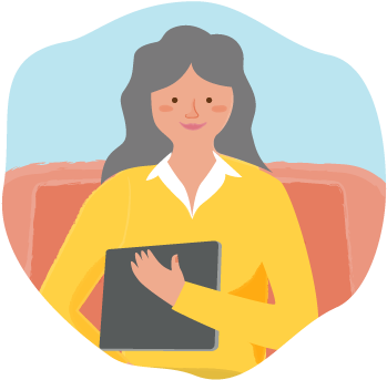 A Woman Holding A Tablet - Illustration (370x350)
