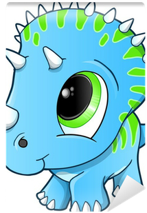 Cute Baby Triceratops Dinosaur Vector Illustration - Cute Blue Dinosaurs (400x400)