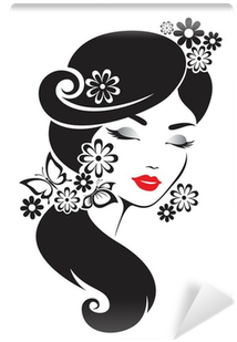 Black And White Illustration Of Elegant Japanese Woman - Illustration (400x400)