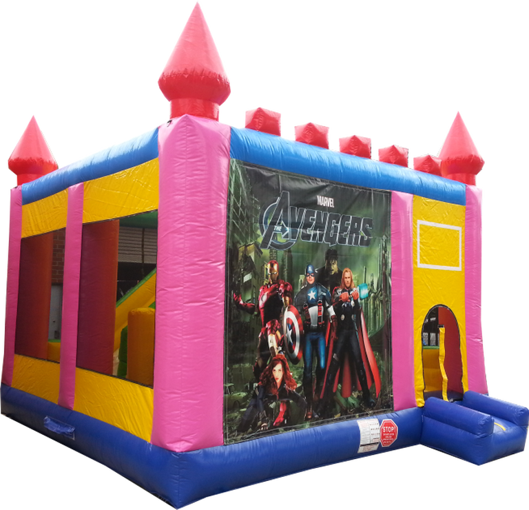 Marvel Avengers Slide Combo Jumping Castle - Inflatable (768x740)