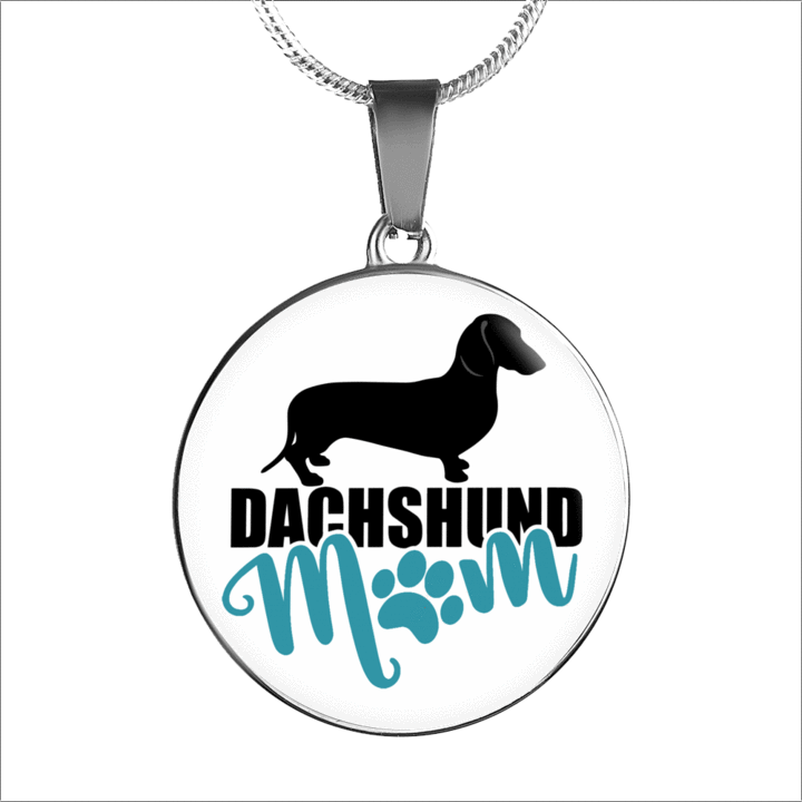 Dachshund Mom Shorthair Luxury Circle Pendant With - Necklace (720x720)