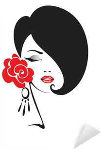 Black And White Illustration Of Elegant Woman Sticker - Rostro Silueta De Mujer (400x400)