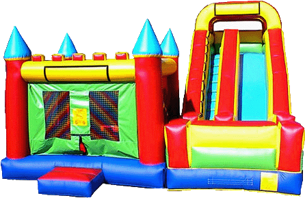 Primary Colorful Bouncy Castle & Slide Combo Ii - Château (463x340)