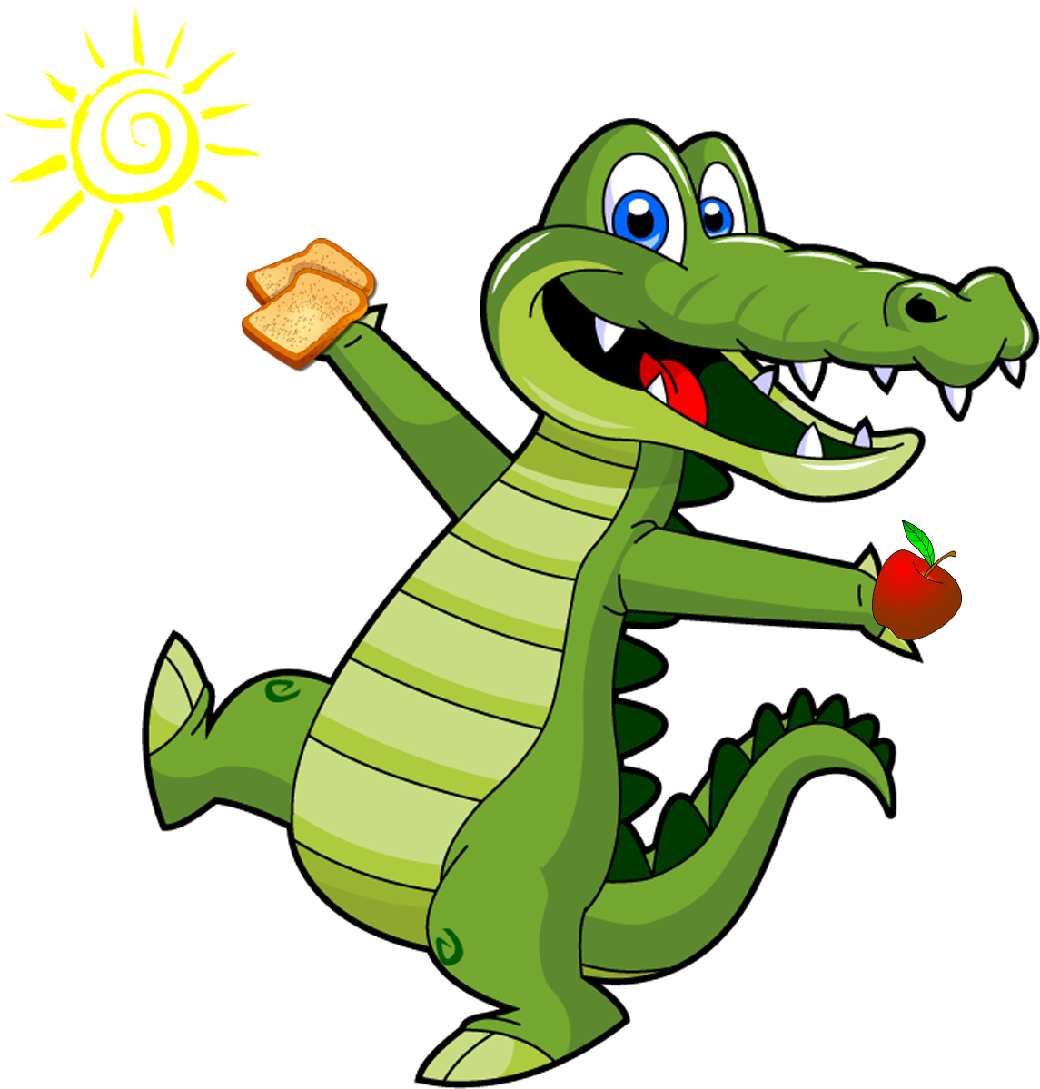 Gator Toast Apple Sun - Crocodile Clipart Png (1250x1250)