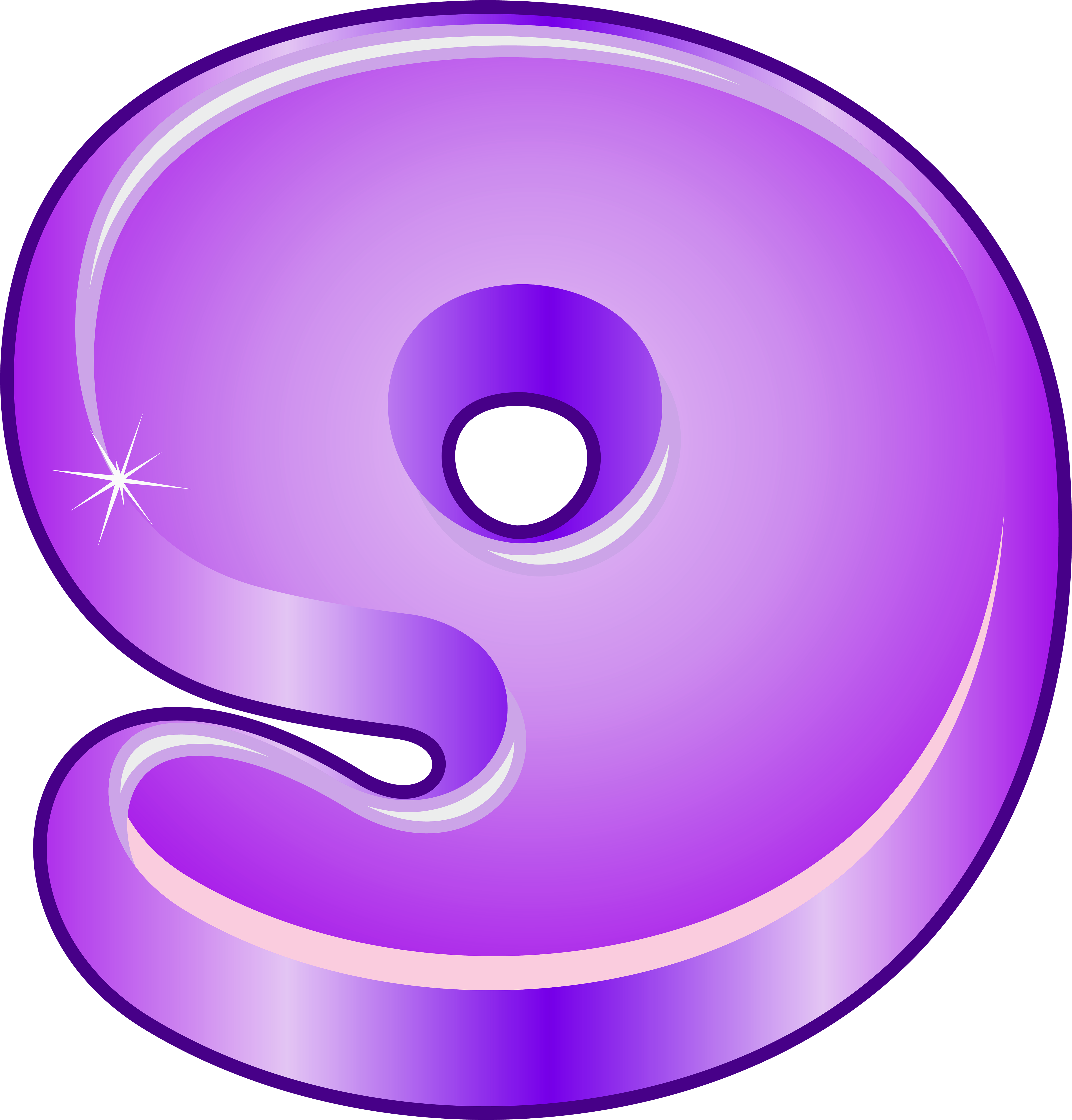 Three Clipart Cartoon Purple Cartoon Number Nine Png - Cartoon Number Nine (4790x5000)