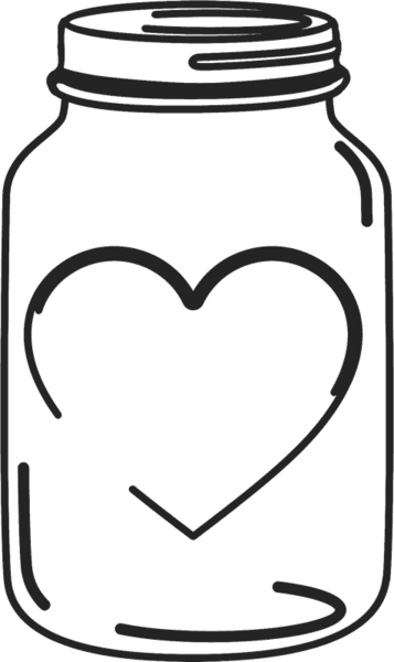 Mason Jar Stamp With Heart - Mason Jar With Heart (357x600)