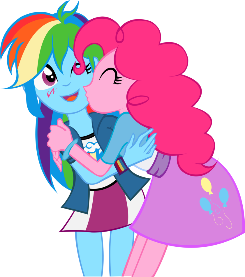Rainbowpie Kiss Eqg By James-li - Pinkie Pie And Rainbow Dash Love (841x951)