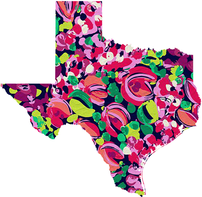 Texas Outline - Lilly Pulitzer Wild Confetti (654x650)