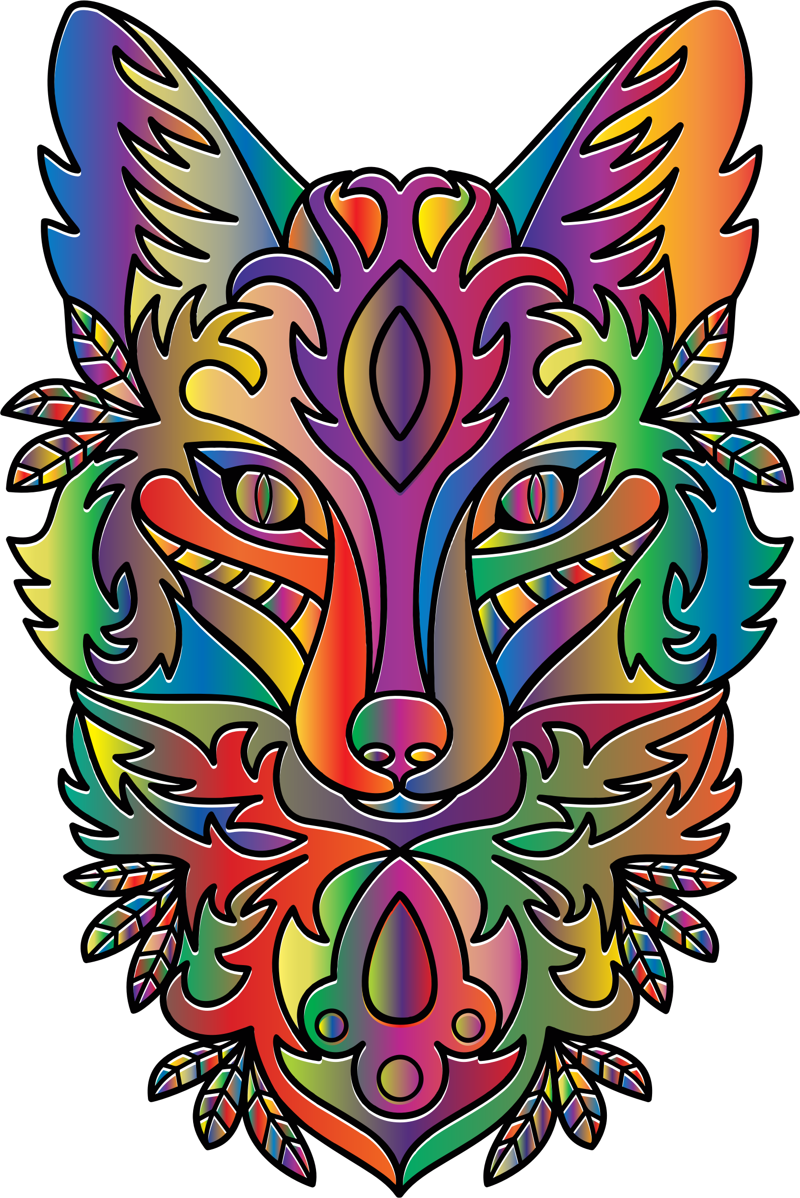 Prismatic Ornamental Fox Line Art Bclipart Prismatic - Illustration (1628x2438)