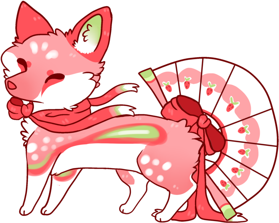 Strawberry Ramune Fox Adopt Closed By Cutebudgies - Cartoon (916x872)